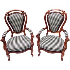 Antique 19th Century Louis Philippe Armchair, Set of Two