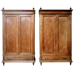Antique Armoire Matching Pair of Oak, circa 1900