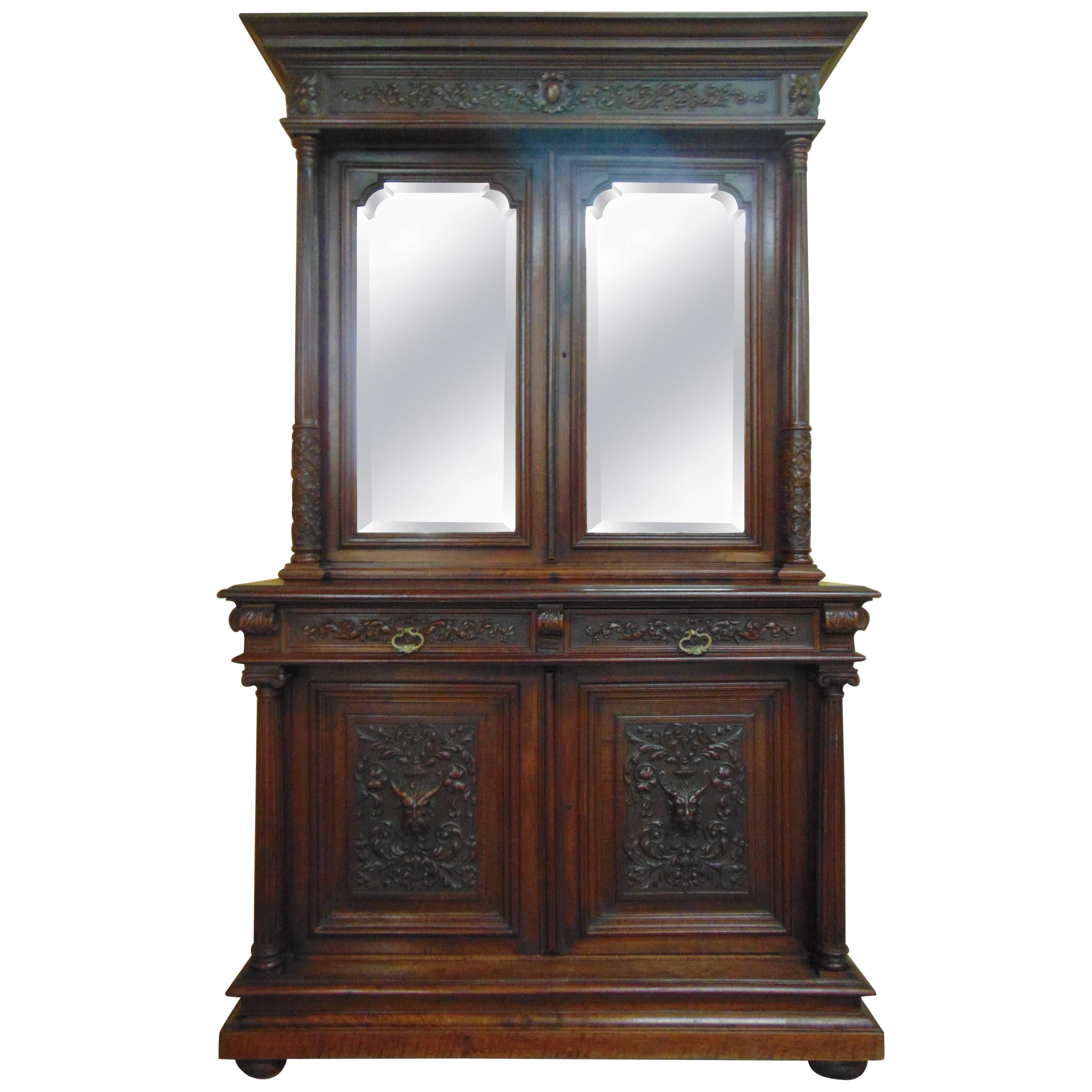Bookcase hand carved , circa 1890 For Sale