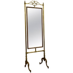Late 19th Century Brass and Oak Dressing Mirror