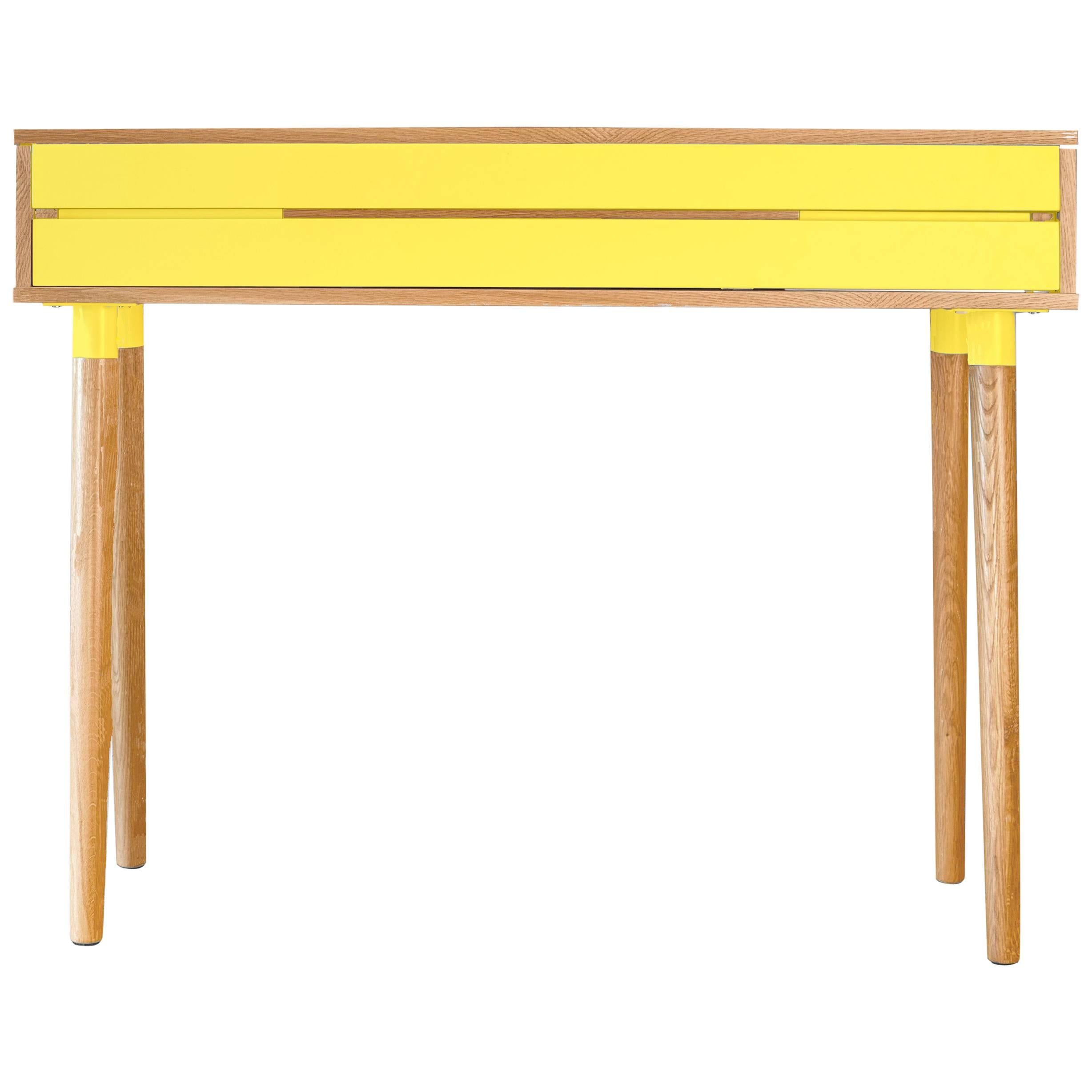 Contemporary console-desk by Benjamin Faure in oak wood and MDF laquered For Sale