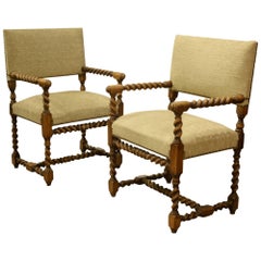 Pair of 17th Century Style Elbow Chairs