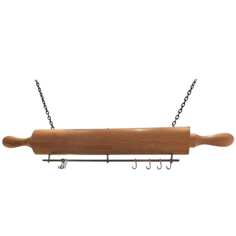 One of a Kind Huge Custom Wooden Rolling Pin Pot Hanger For Sale at 1stDibs