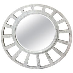 Italian White Carrara Marble Mirror, Modern Round Sunburst by Massimo Mangiardi