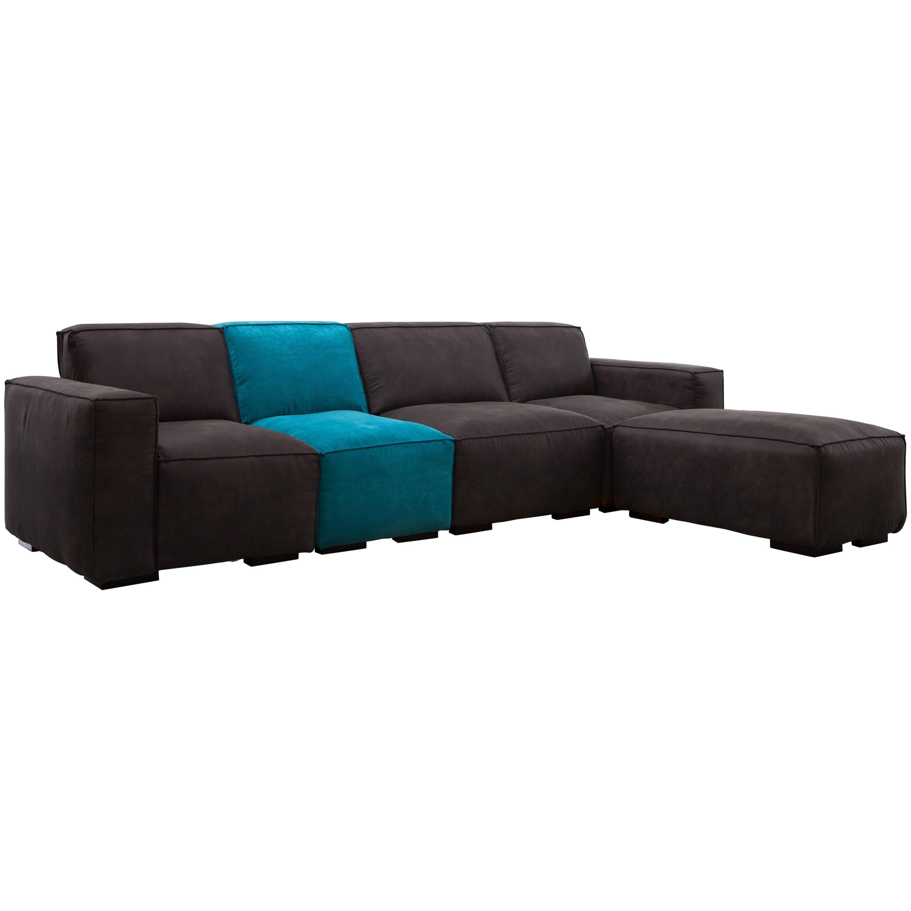 Contemporary sofa by Le Point D, fabric or synthetic leather cover, modular For Sale