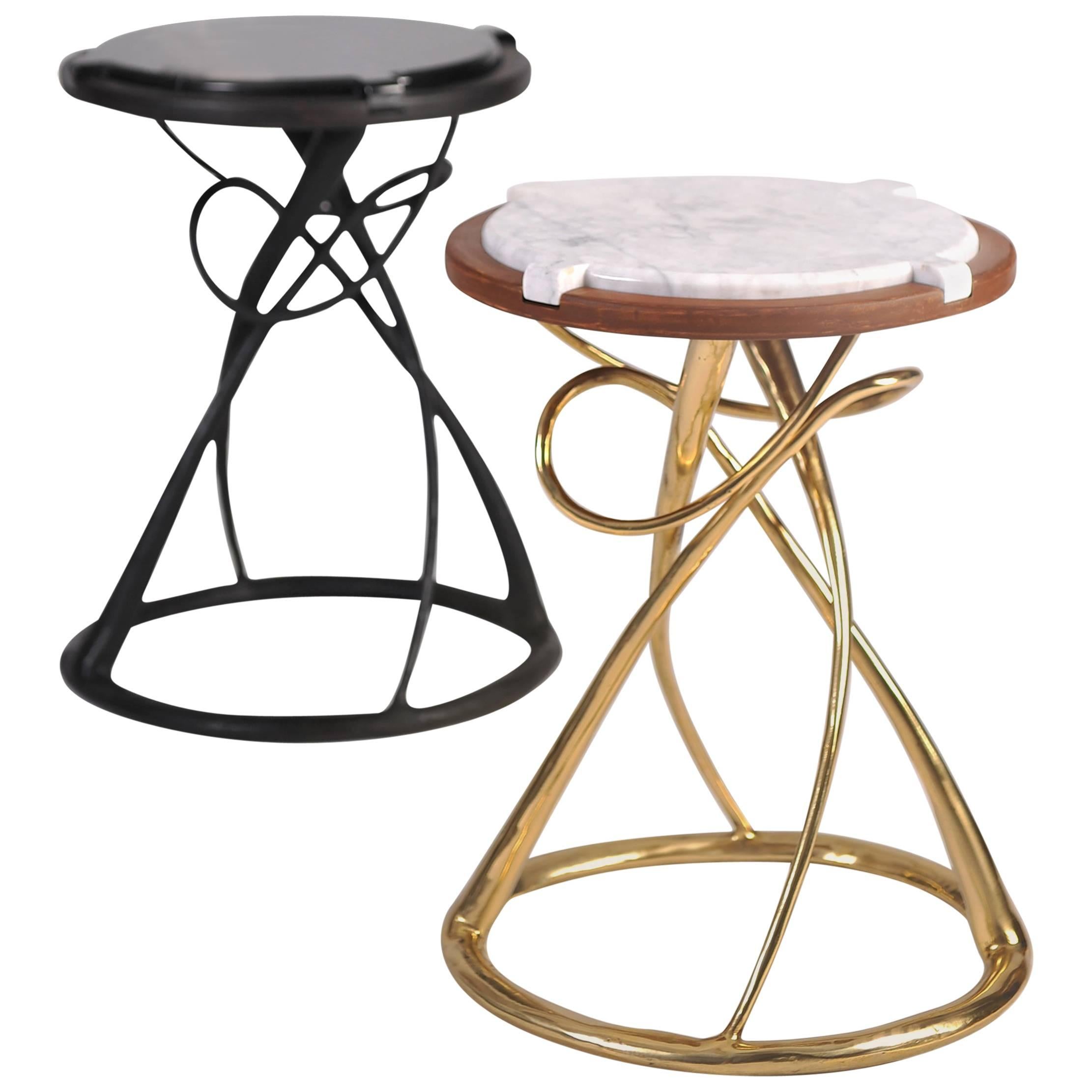 Pair of Brass Side Tables, Hourglass, Misaya