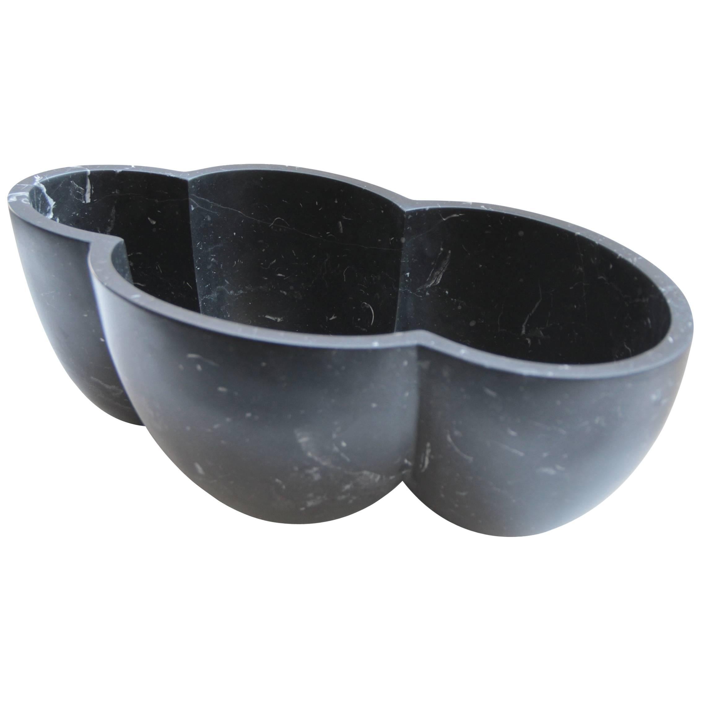 Nube Honed Black Marble Vessel Bowl DLeuci Studio Contemporary Decorative Object For Sale
