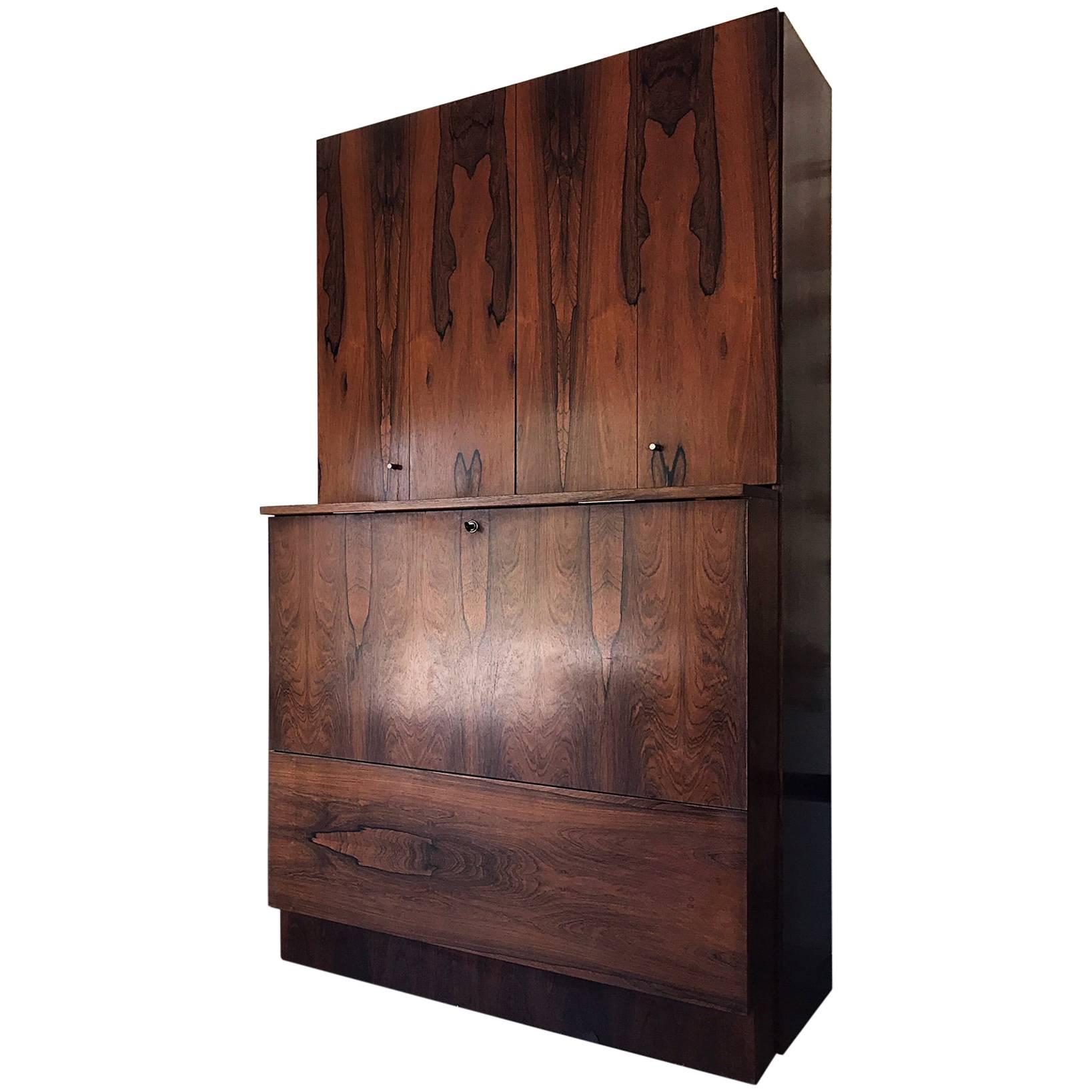 Bar cabinet by Asko Export Nordic Finnish Wooden teak 2 parts Complete, 1960 For Sale