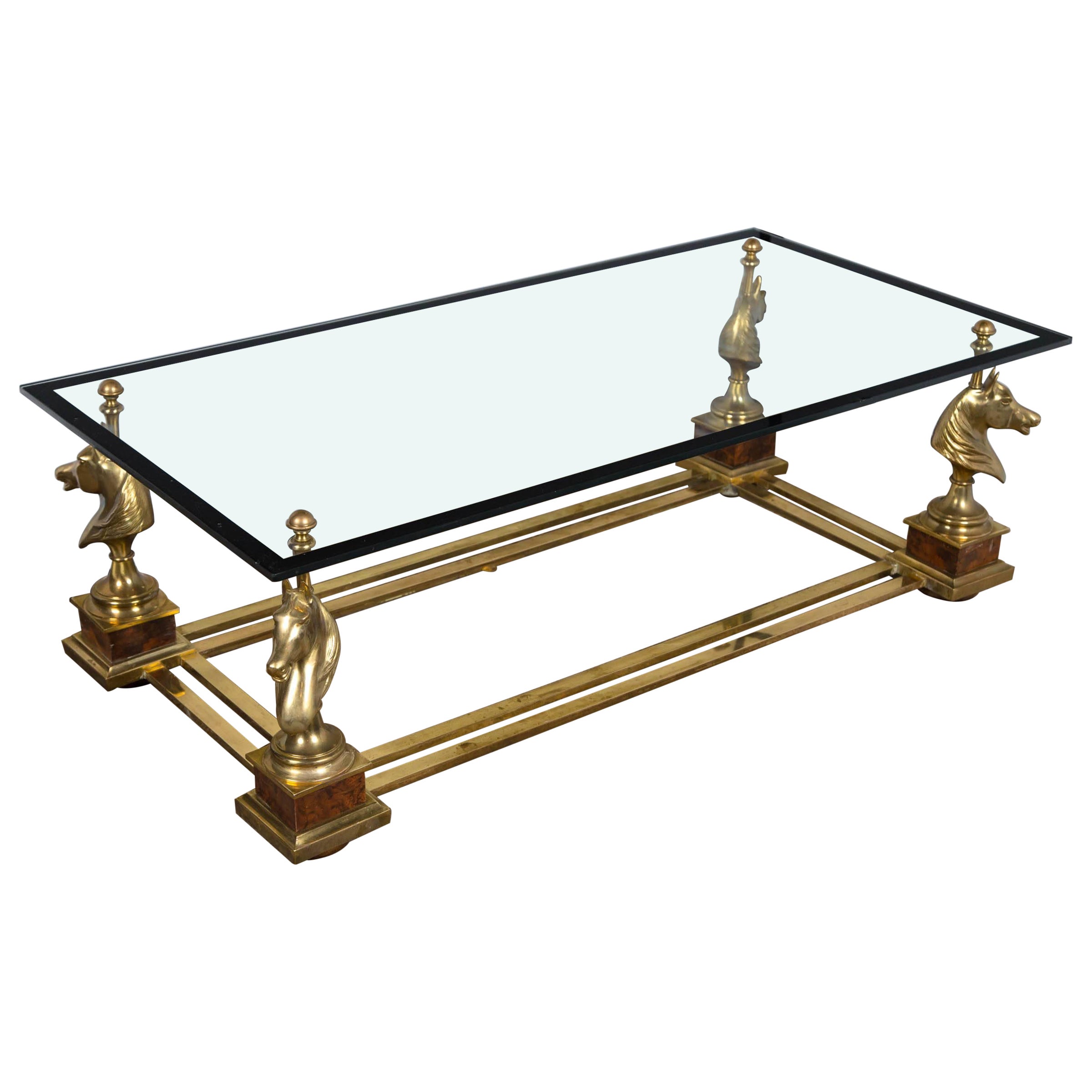 Brass "Cheval" Horse Head Coffee Table by Maison Charles, France