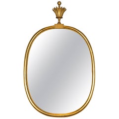 Tommi Parzinger Oval Gilt Mirror with Crown