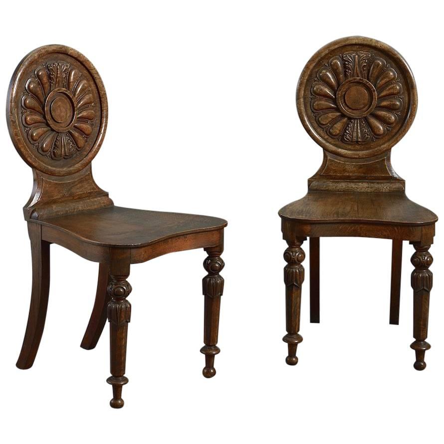 Pair of Pollard Oak Hall Chairs