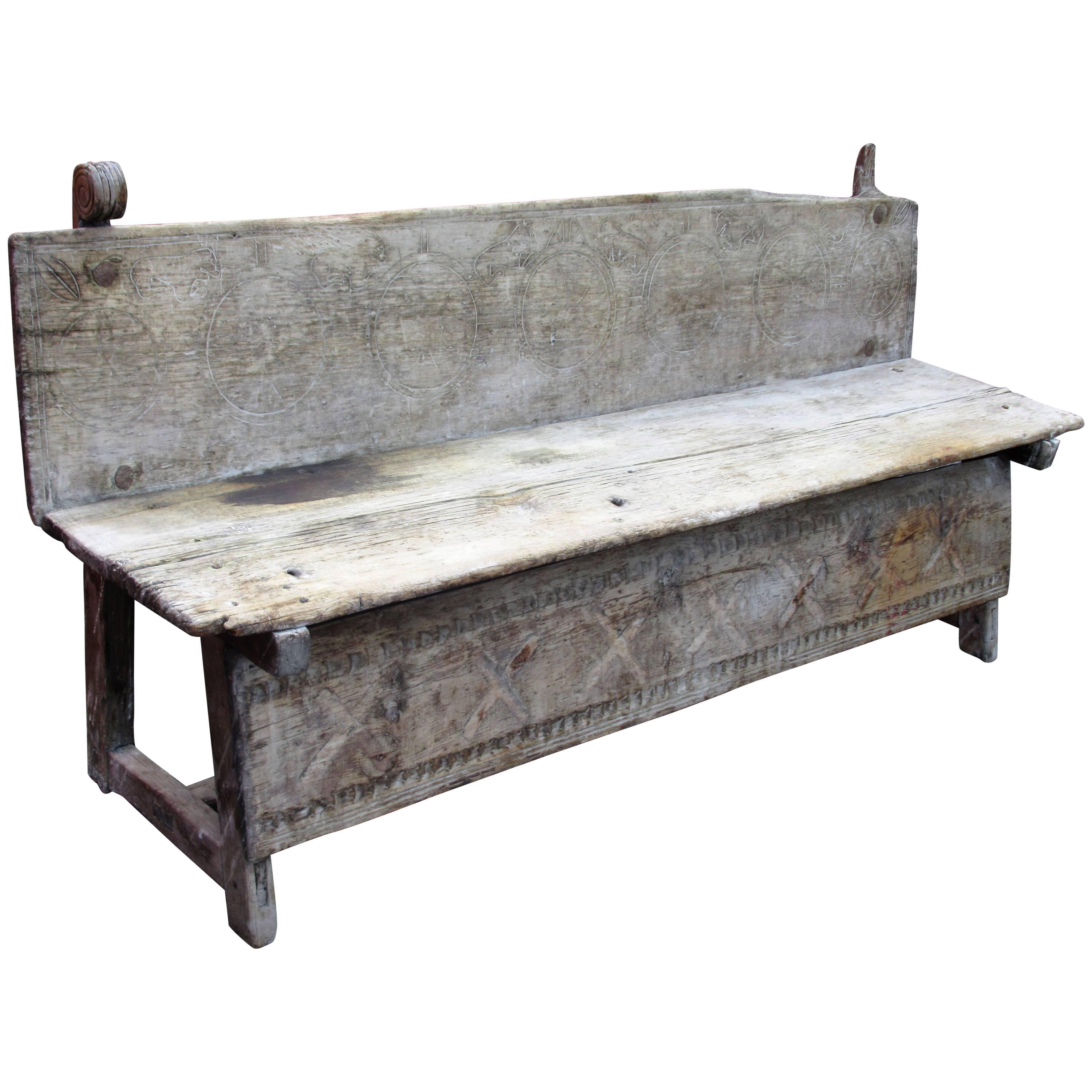 18th Century Spanish Colonial Rustic Long Bench