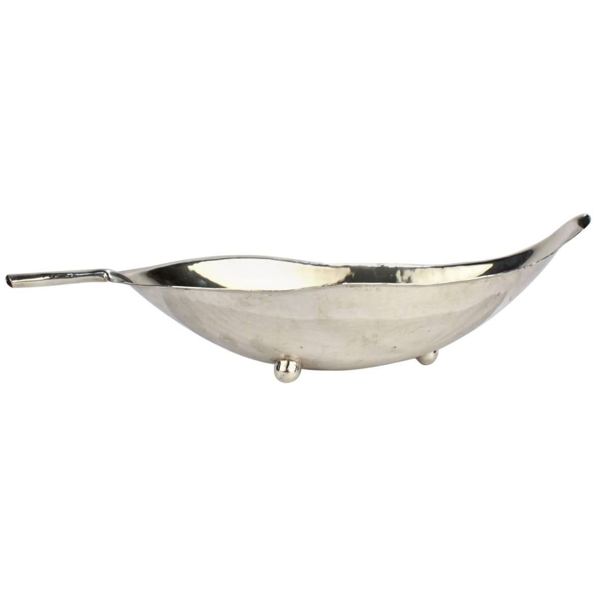 Large Mid-Century Sterling Silver Leaf Bowl by Alfredo Sciarrotta for Cartier
