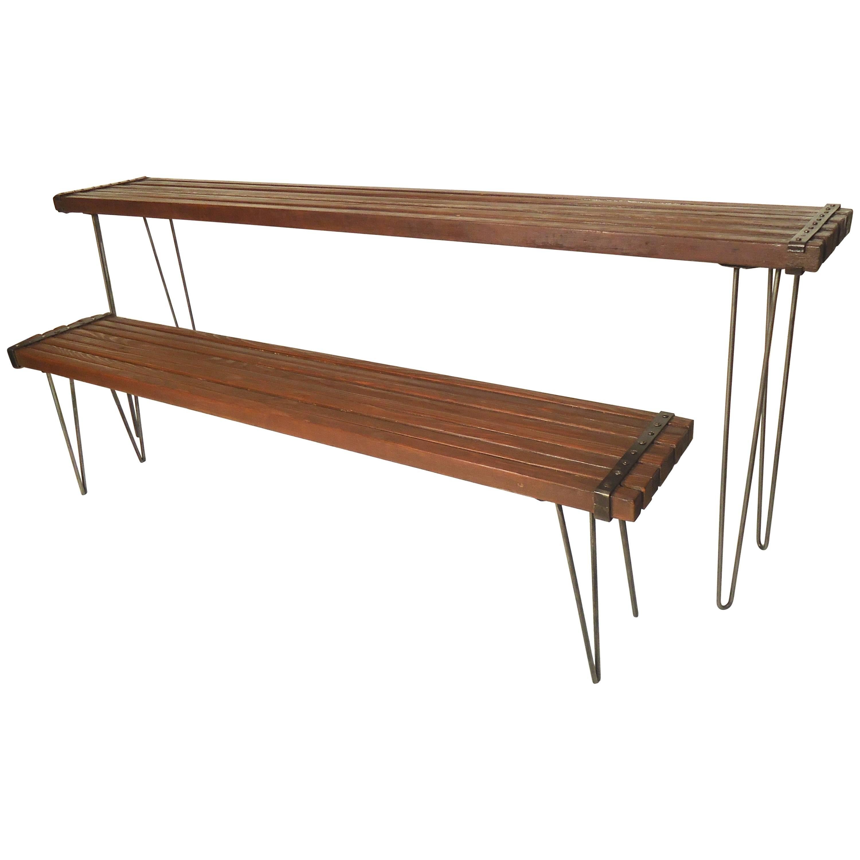 Vintage Slat Table and Bench