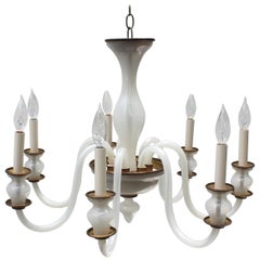 Murano Milk Glass Chandelier 6