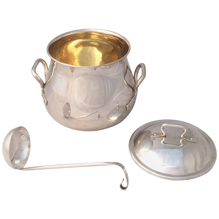French Silver Bowl or Tureen with Lid and Ladle For Sale at 1stdibs