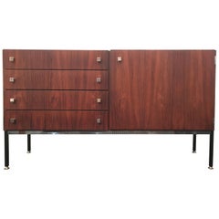 Buffet en bois de rose et chrome de Bartolini