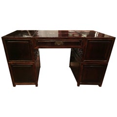 19th Century Q'ing Dynasty Six Part Elm Partner's Desk