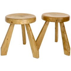 Pair of Sandoz Stools for Les Arcs Ski Resort Charlotte Perriand, France 5