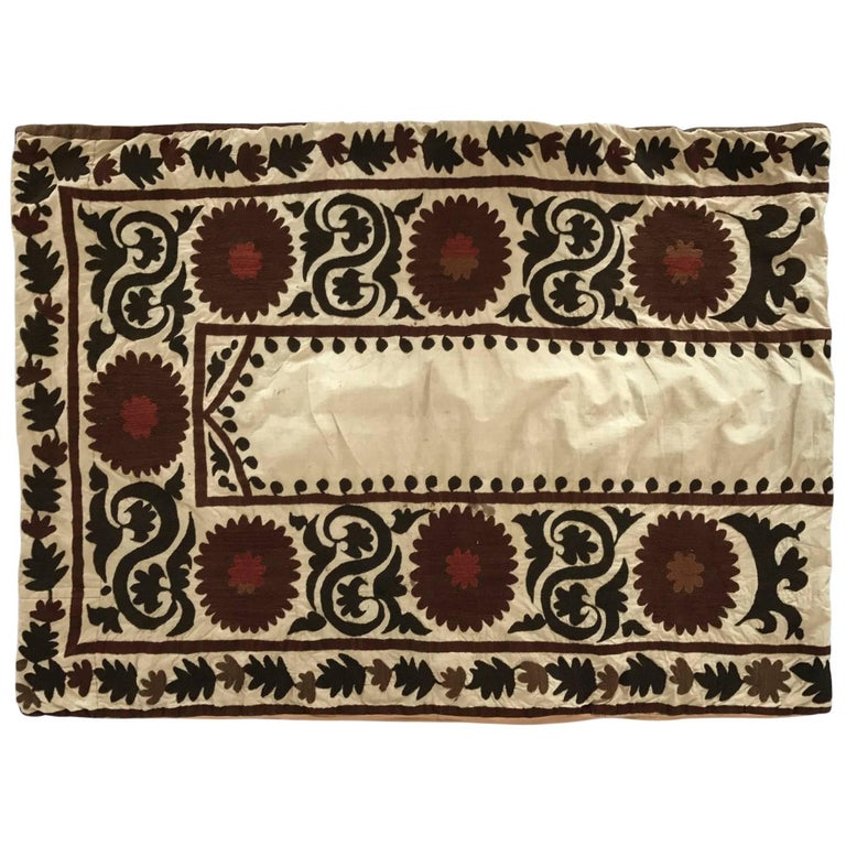 Oversized Suzani Embroidered Floor or Pet Pillow For Sale at 1stdibs
