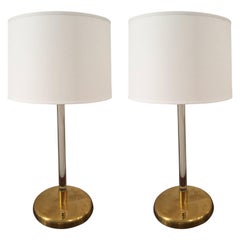 Pair of Acrylic and Brass Table Lamps
