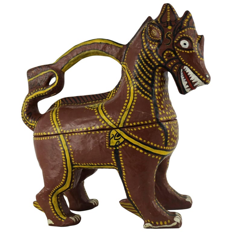 Large Asian Dragon Papier Maché Figural Box at 1stDibs