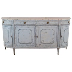 19th Century French Demi Lune Chest Buffet Louis XVI Gustavian Style Marble Top