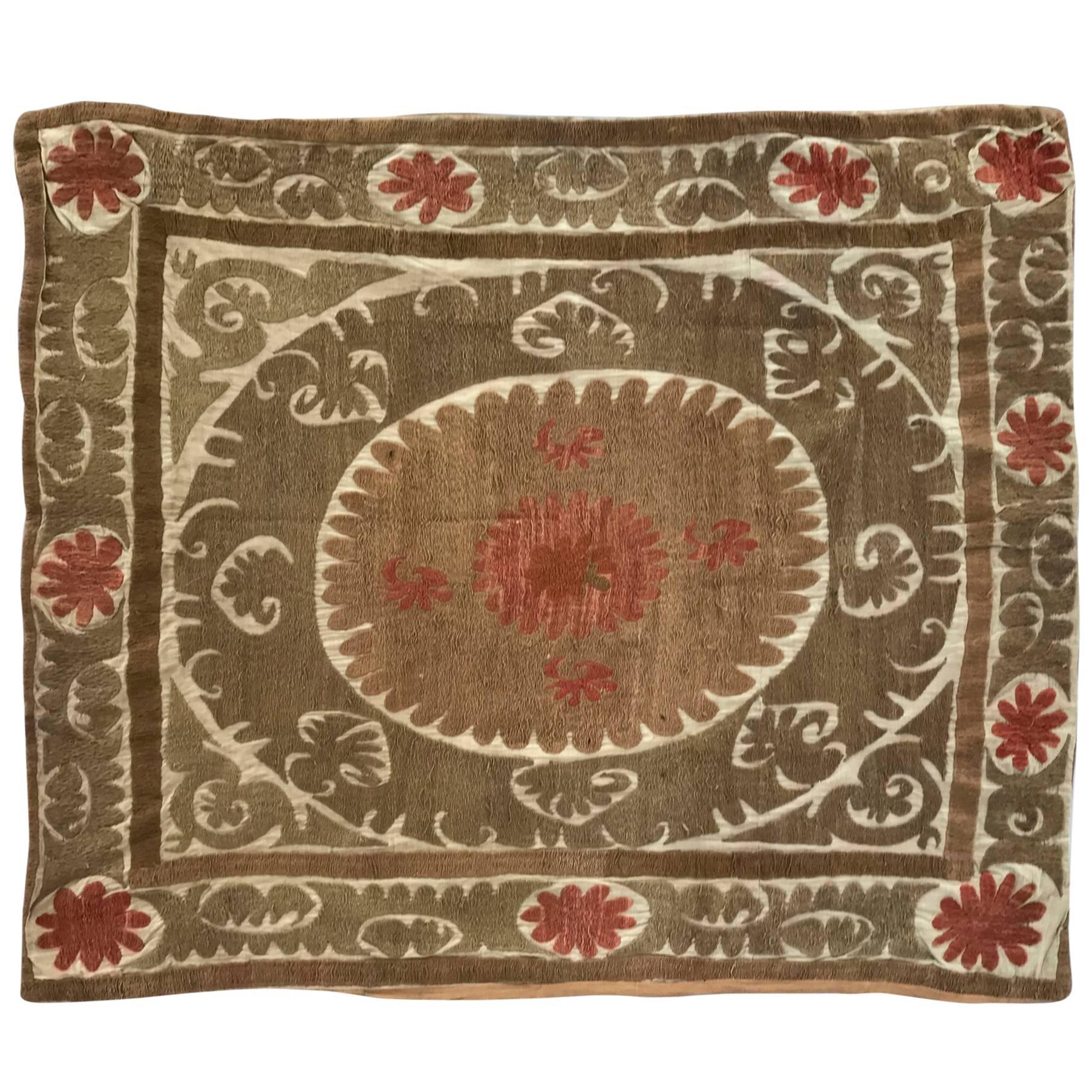 Oversized Vintage Suzani Embroidered Floor or Pet Pillow