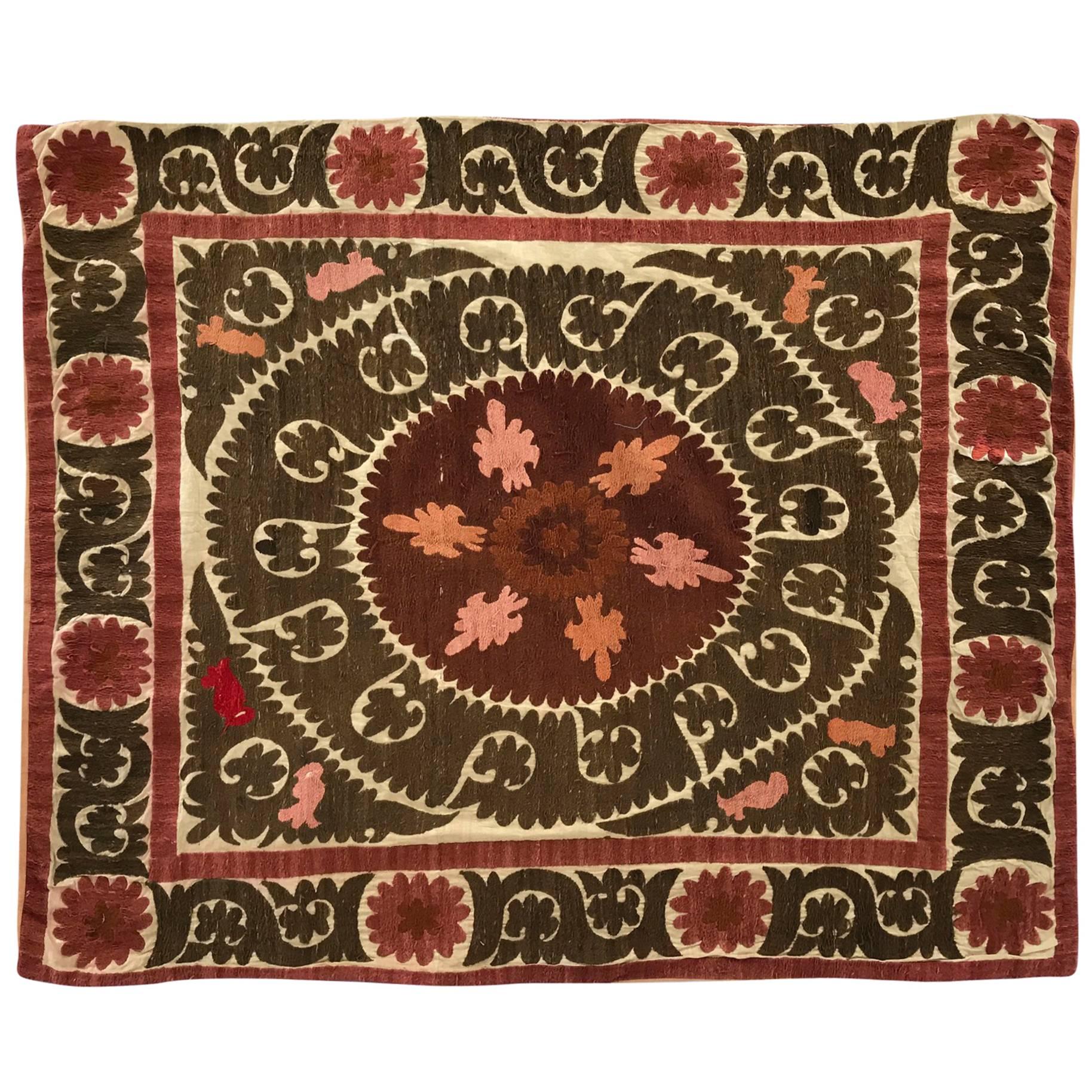 Oversized Vintage Suzani Embroidered Floor or Pet Pillow