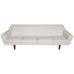 Mid-Century Modern Newly Reupholstered Four-Seat Sofa