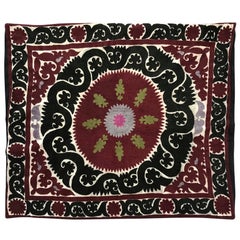 Oversized Vintage Suzani Silk Embroidered Floor or Pet Pillow