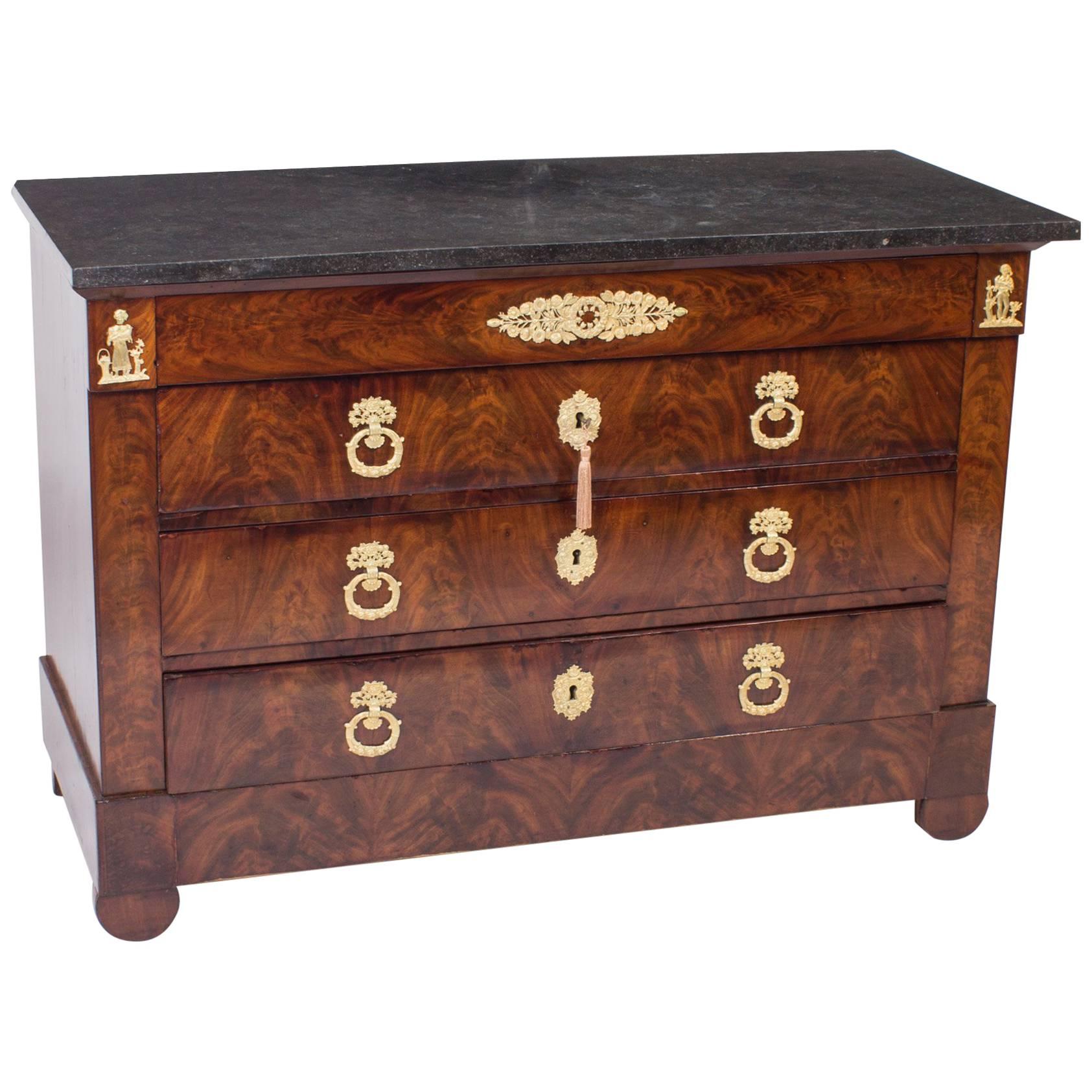19th Century French Restoration Commode Chest Marble Top