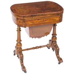 19th Century Victorian Burr Walnut Games Work Table