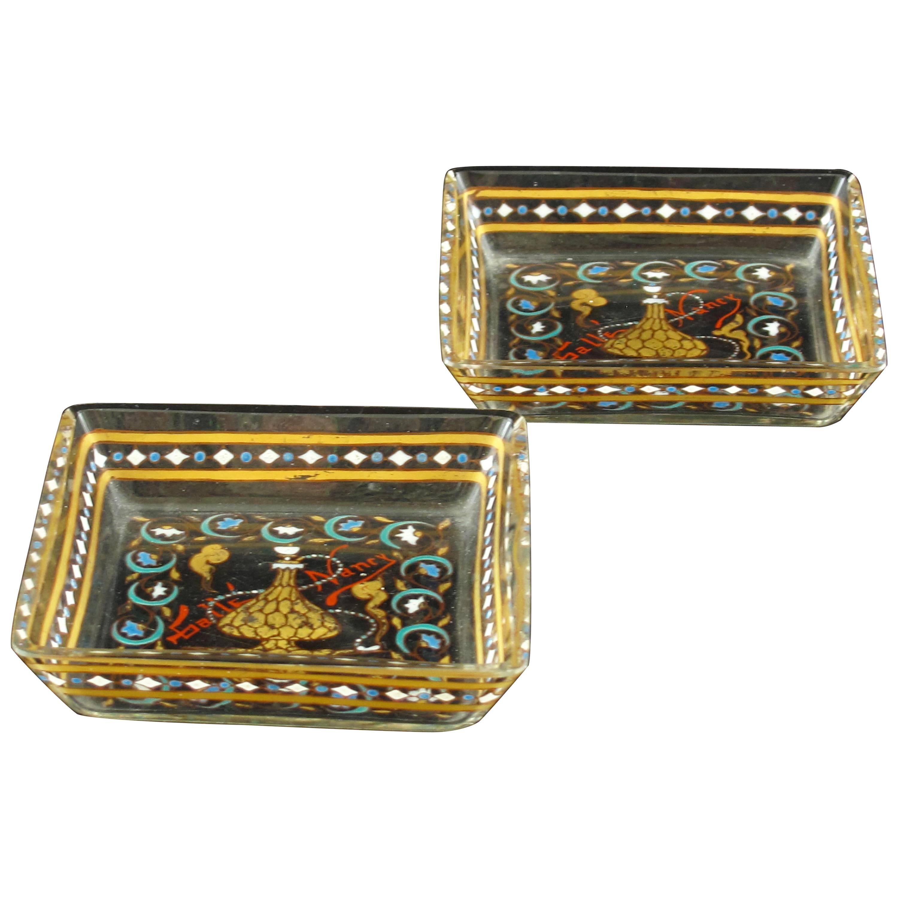 Art Nouveau Pair of Emile Galle Pin Trays in the Islamic Style For Sale