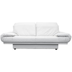 Rolf Benz Designer Sofa Leather Crème White Two-Seat Couch Modern