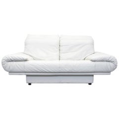 Rolf Benz Designer Sofa Leather Crème White Two-Seat Couch Modern