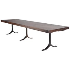 Reclaimed Hardwood Dining/Conference Table on Bronze Base by P. Tendercool