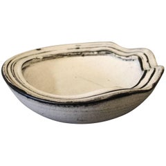 Ceramic Bowl in Black and White Glaze by Herman Kähler for Harmmershøj