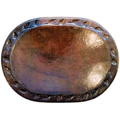 Arts & Crafts Copper Tray with Repousse work by John Pearson