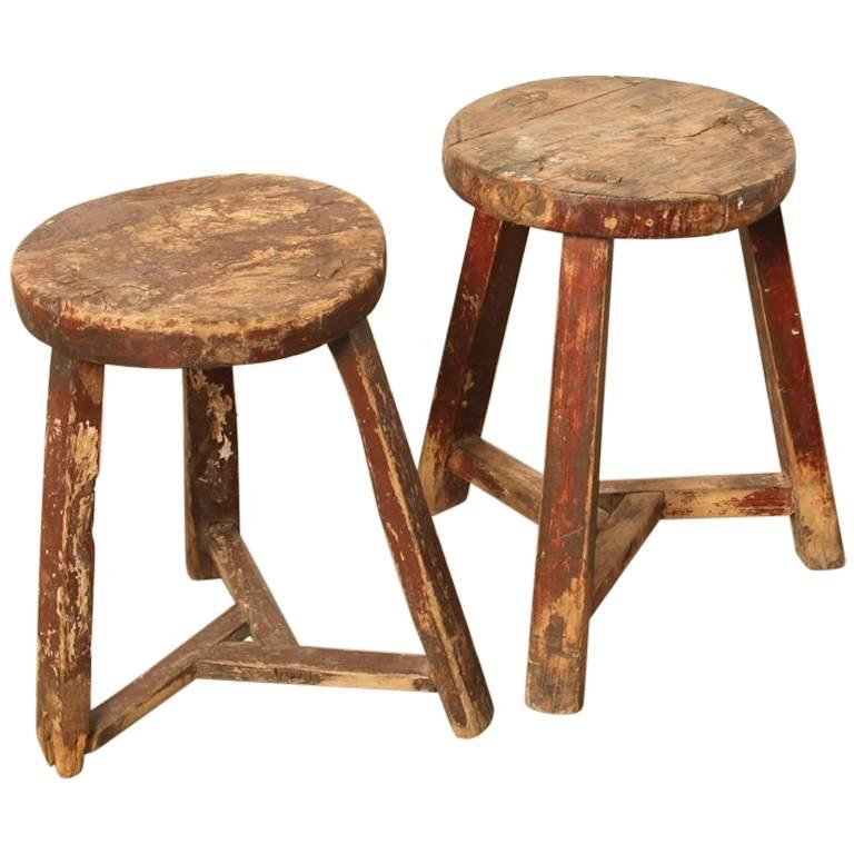 Pair of Antique Chinese Workers Stools For Sale