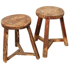 Pair of Antique Chinese Workers Stools