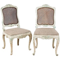 Antique 19th Century Pair of Louis XV Style Chairs New Patina in the Gustavian Style