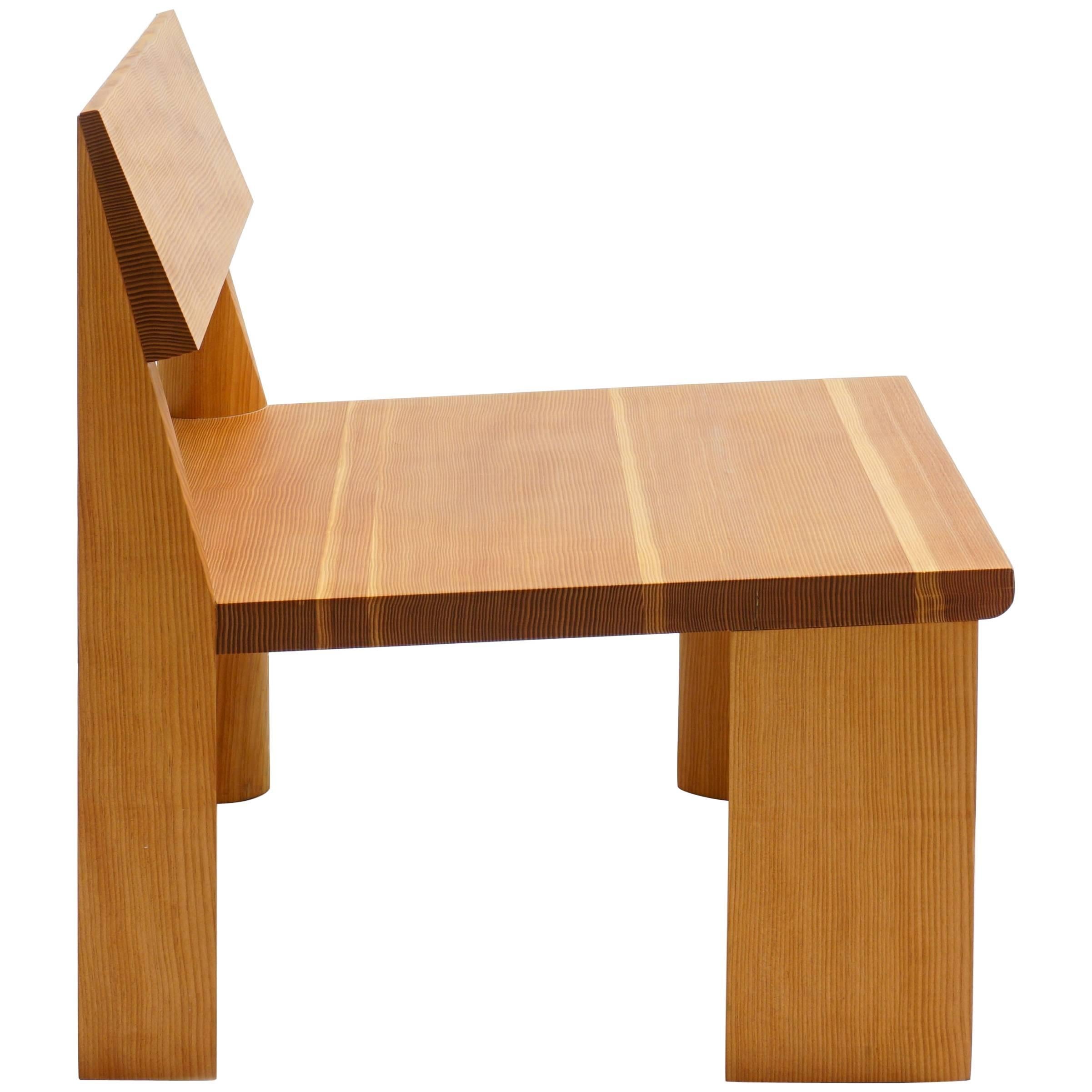 Contemporary Low Wooden Chair in Douglas Fir, LWC For Sale