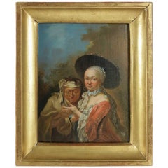 Johann Conrad Seekatz Oil on Panel Young Woman with a Palm Reader, circa 1750