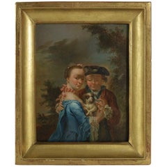 Johann Conrad Seekatz Oil on Panel Couple with a Dog in a Landscape, circa 1750