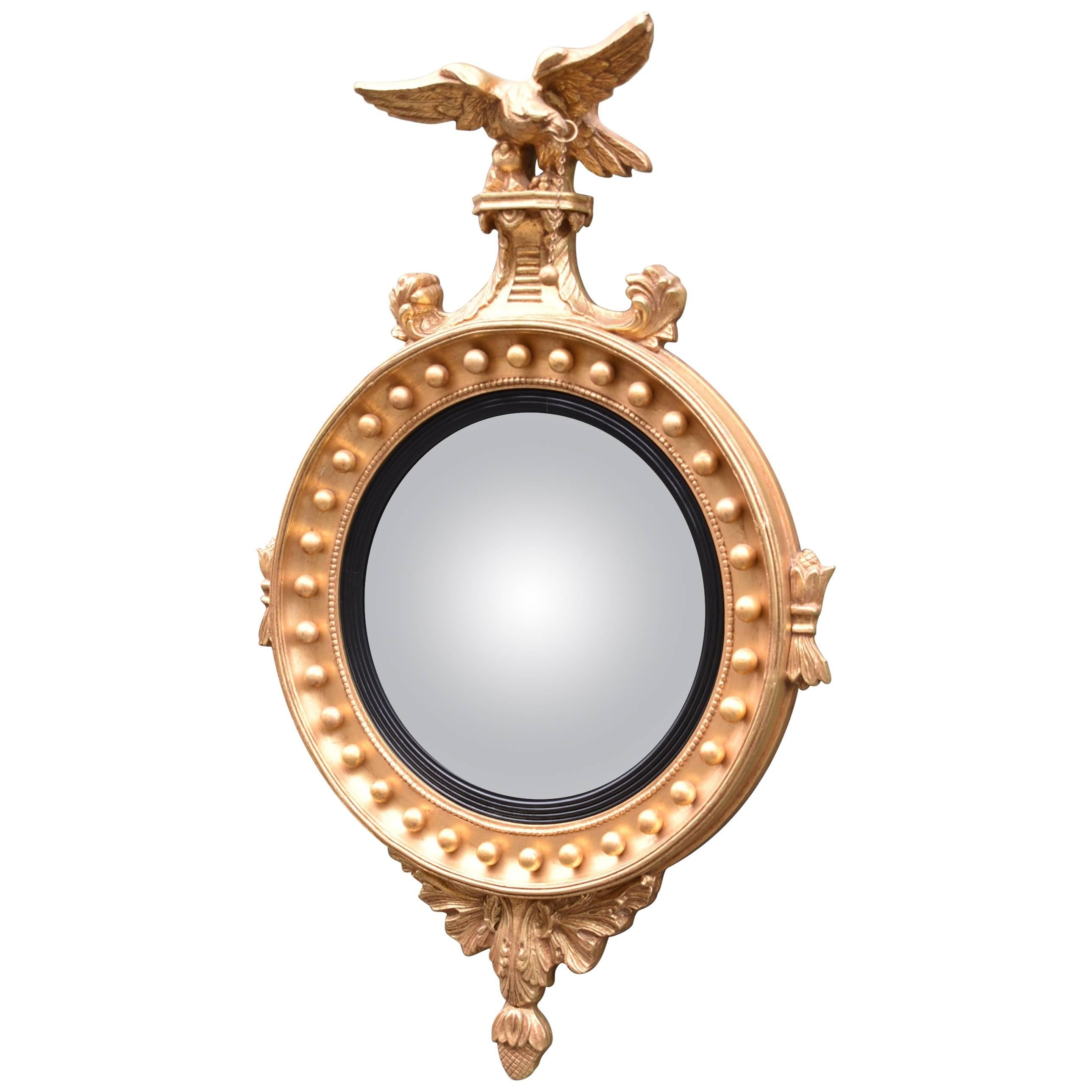 Federal Style Round Gold Gilt Eagle Mirror by Labarge