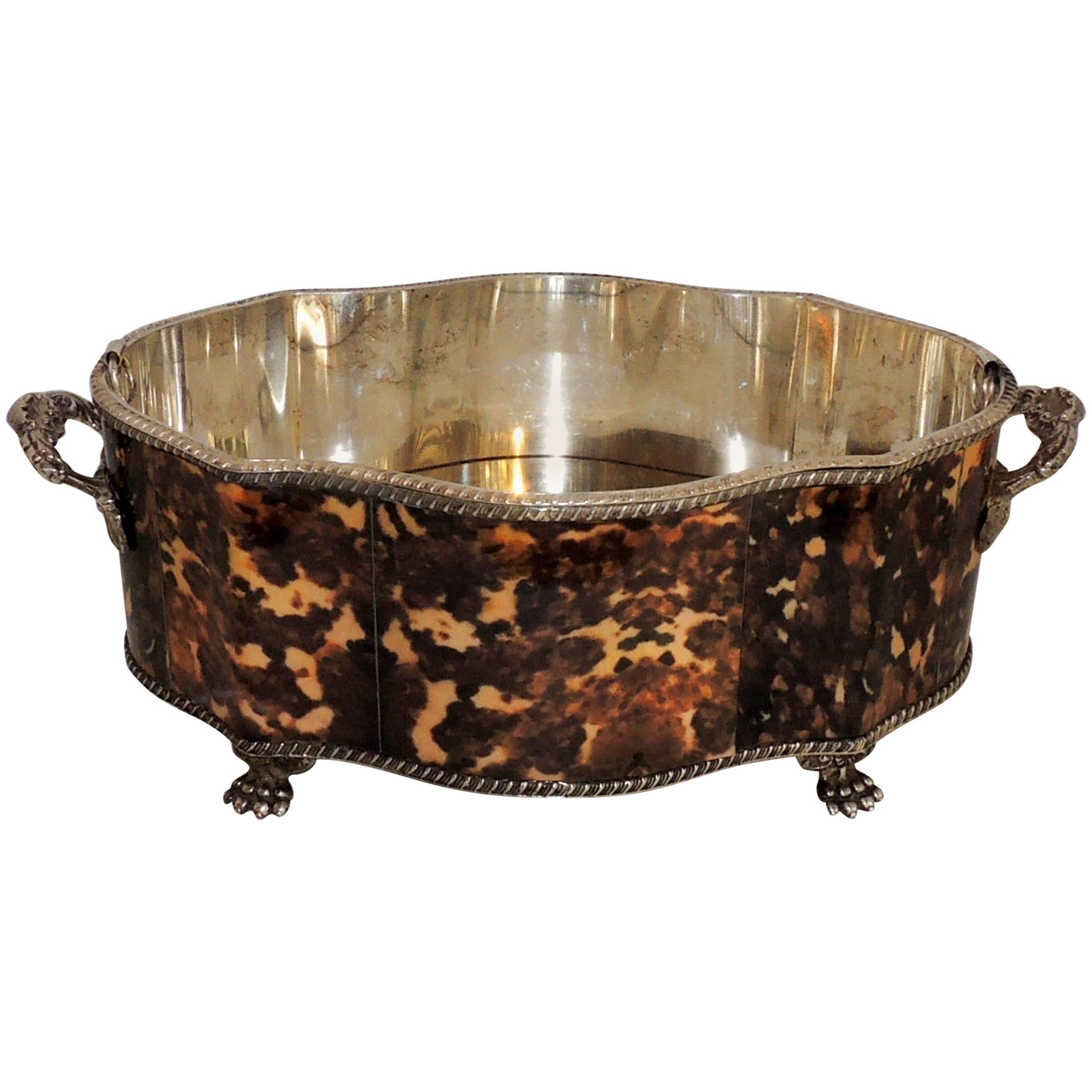 Wonderful English Silver Plated Tortoiseshell Jardinière Planter Centrepiece