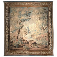 18th Century French Aubusson Verdure Tapestry with Landscape Scenery and Birds