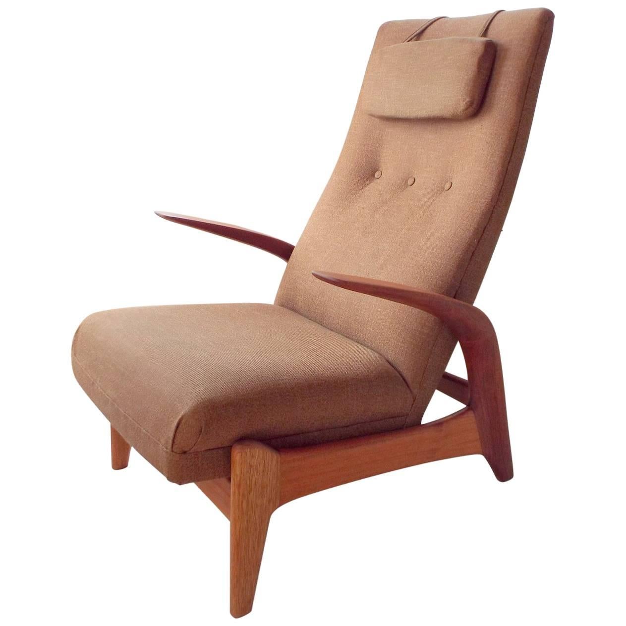 1960s Gimson & Slater Rock'n'rest Lounge Chair with Original Twill Upholstery For Sale