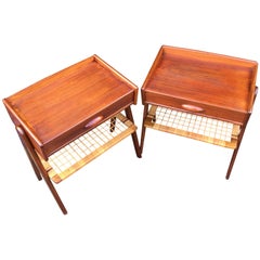 Very Near Matching Pair of Danish Midcentury Teak Bedside Tables